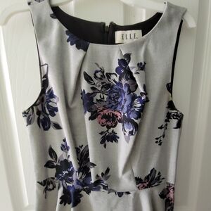 Elle Floral Print Women's Dress - Gray and Blue